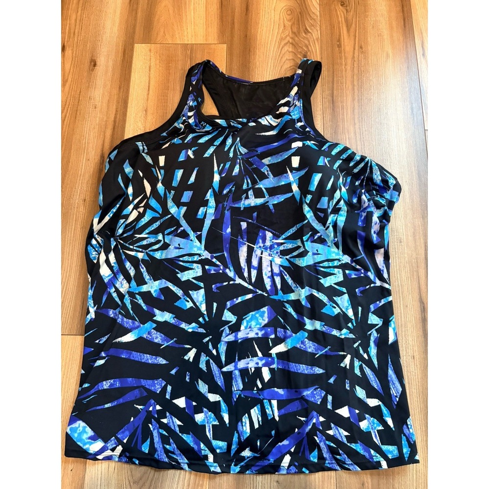 Swim365 Swimsuits For All Tankini Top Sz 28 Padded Racerback Hawaiian Print